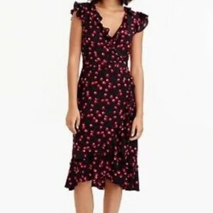 J crew Silk cherry print faux wrap dress